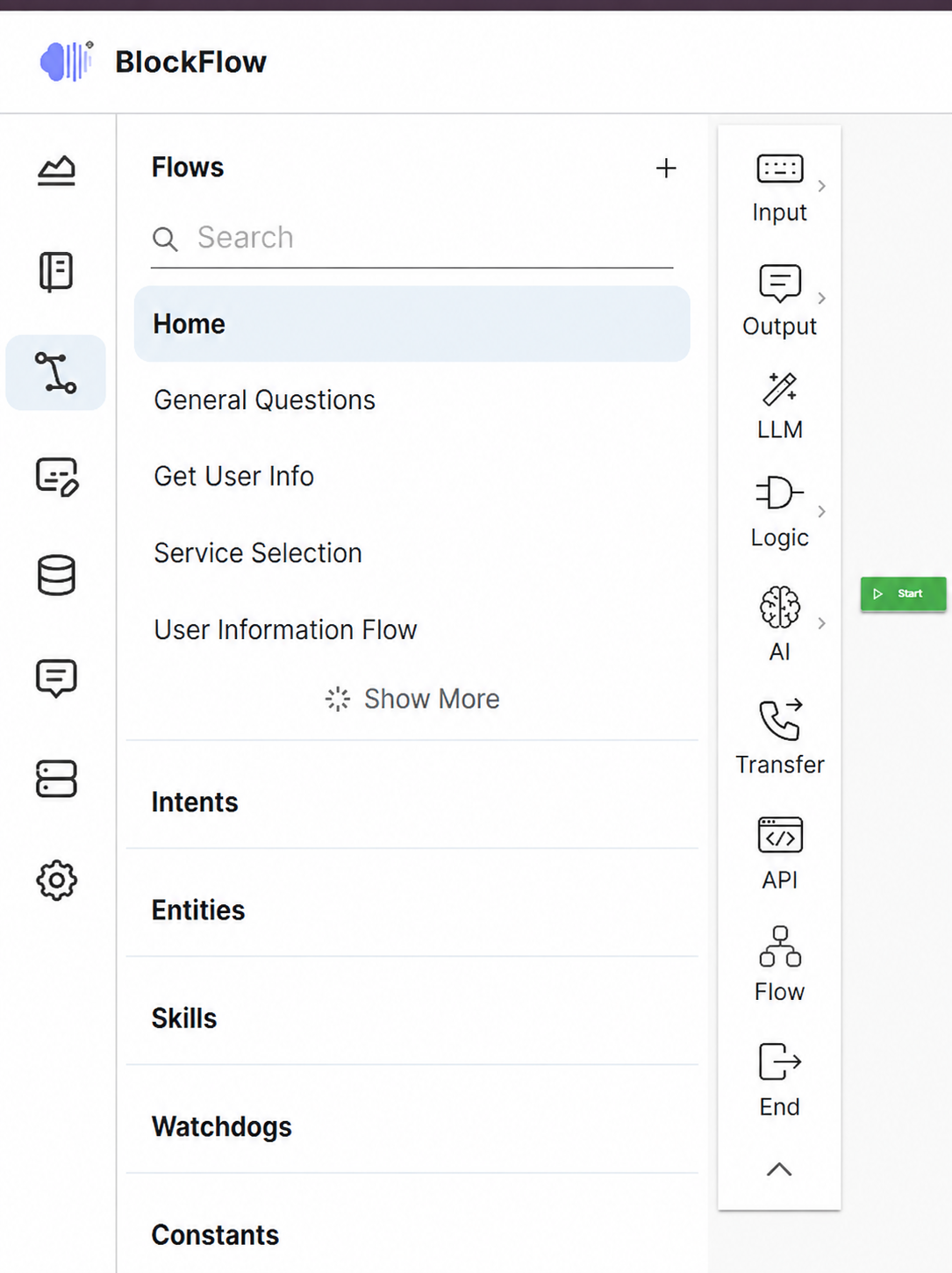 Node types in the BlockFlow designer